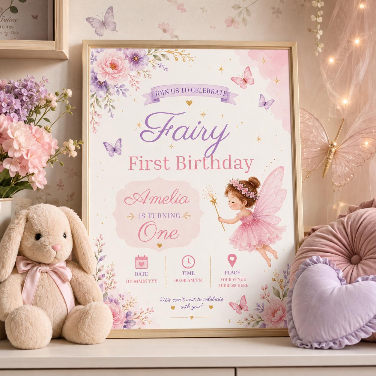 Editable Tea Birthday Invitation Canva Template, Girls Kids Tea Cute Fun DIY Sweet Chic Teen Tween Party Invite, Printable Digital Download.
