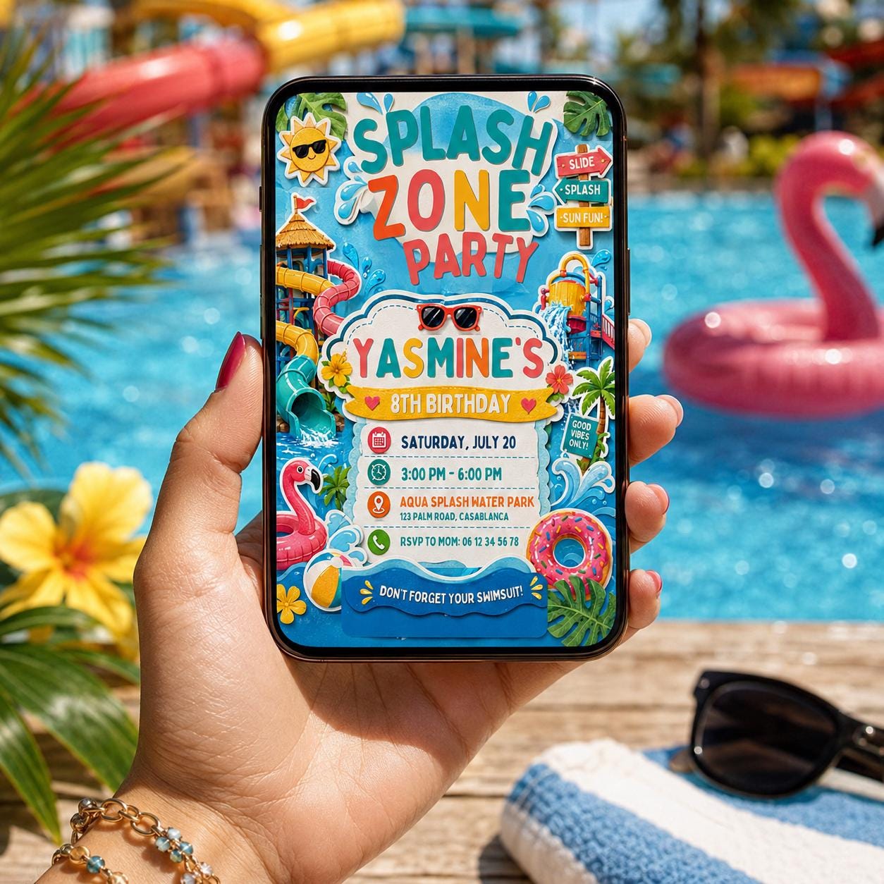 Editable Pool Birthday Invitation Canva Template, Boys Summer Cute Modern Fun Themed DIY Chic Kids Party Invite, Printable Digital Download.