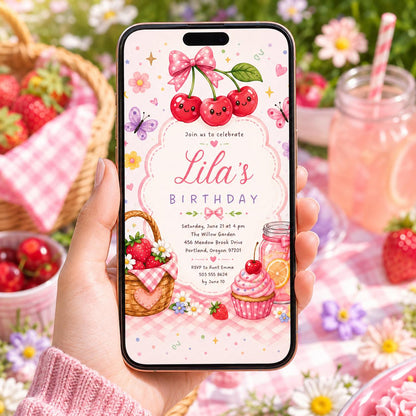 Editable Garden Birthday Invitation Canva Template, Pastel Girls Kids Cute Fun DIY Sweet Chic Teen Party Invite, Printable Digital Download.