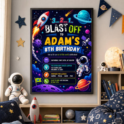 Editable Neon Glow Birthday Invitation Canva Template, Boys Neon Cute Fun DIY Sweet Chic Kids Teen Party Invite, Printable Digital Download.