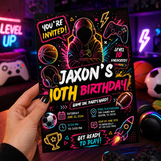 Editable Basketball Birthday Invitation Canva Template, Modern Boys Teens Cute Fun Themed DIY Chic Party Invite, Printable Digital Download.