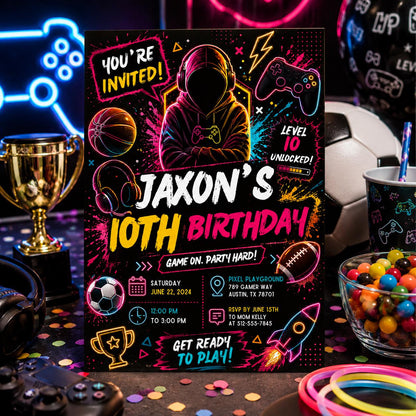 Editable Basketball Birthday Invitation Canva Template, Modern Boys Teens Cute Fun Themed DIY Chic Party Invite, Printable Digital Download.