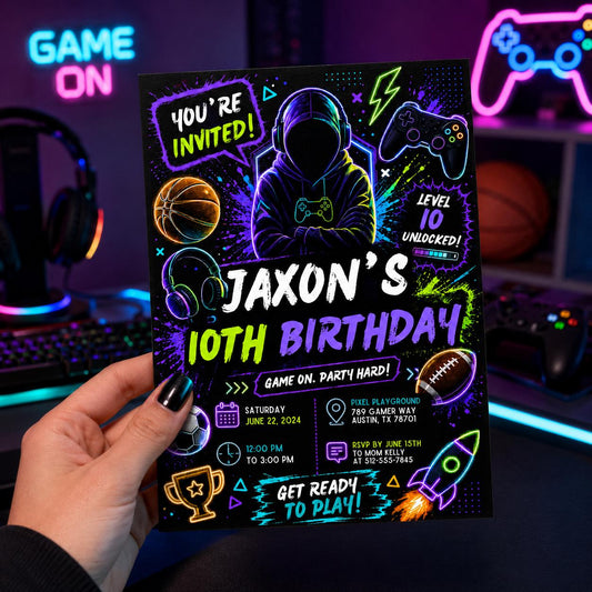 Editable Basketball Birthday Invitation Canva Template, Modern Boys Teens Cute Fun Themed DIY Chic Party Invite, Printable Digital Download.