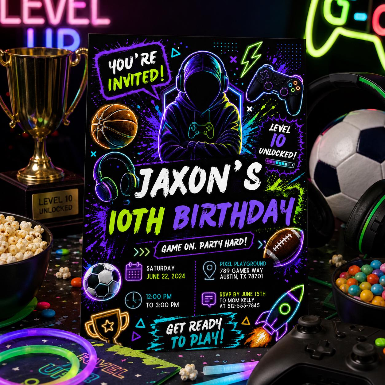 Editable Basketball Birthday Invitation Canva Template, Modern Boys Teens Cute Fun Themed DIY Chic Party Invite, Printable Digital Download.