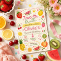 Editable Two-tti Frutti Second Birthday Invitation Canva Template, Kids Cute Modern Fun Themed DIY Party Invite, Printable Digital Download.