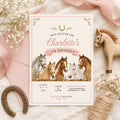 Editable Horse Riding Birthday Invitation Canva Template, Boho Floral Girls Kids Cute Fun DIY Chic Party Invite, Printable Digital Download.