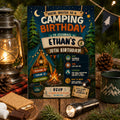 Editable Camping Birthday Invitation Canva Template, Kids Cute Fun DIY Sweet Chic Teen Tween Adult Party Invite, Printable Digital Download.