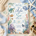 Editable Oneder the Sea Birthday Invitation Canva Template, Boys Kids Cute Fun DIY Sweet Chic Teen Party Invite, Printable Digital Download.