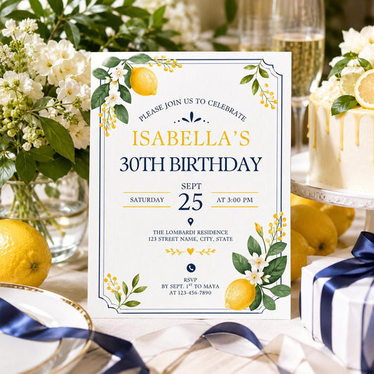 Editable Coastal Birthday Invitation Canva Template, Blue Adult Beach Cute Fun DIY Sweet Chic Kids Party Invite, Printable Digital Download.