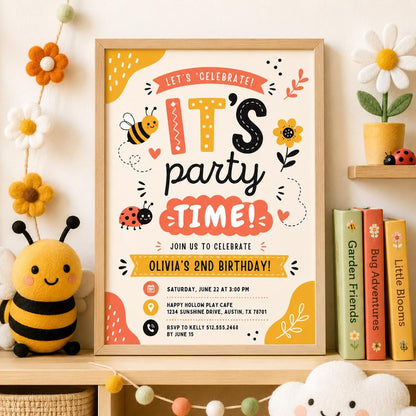 Editable Two Much Fun Birthday Invitation Canva Template, Floral Girls Kids Cute Fun DIY Chic Teen Party Invite, Printable Digital Download.