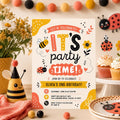 Editable Two Much Fun Birthday Invitation Canva Template, Floral Girls Kids Cute Fun DIY Chic Teen Party Invite, Printable Digital Download.