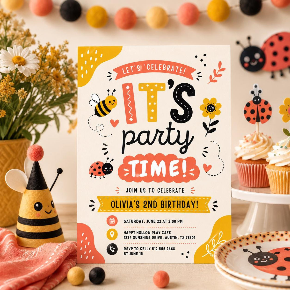 Editable Two Much Fun Birthday Invitation Canva Template, Floral Girls Kids Cute Fun DIY Chic Teen Party Invite, Printable Digital Download.