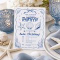 Editable Coastal Birthday Invitation Canva Template, Blue Girls Teens Beach Cute Fun DIY Chic Kids Party Invite, Printable Digital Download.