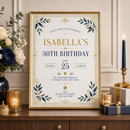 Editable 30th Dirty Martini Birthday Invitation Canva Template, Girls Adult Cute Fun DIY Chic Kids Party Invite, Printable Digital Download.
