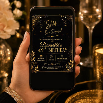 Editable Surprise 30th Birthday Invitation Canva Template, Adult Cute Fun DIY Sweet Chic Kids Teen Party Invite, Printable Digital Download.