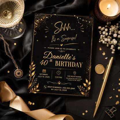 Editable Surprise 30th Birthday Invitation Canva Template, Adult Cute Fun DIY Sweet Chic Kids Teen Party Invite, Printable Digital Download.