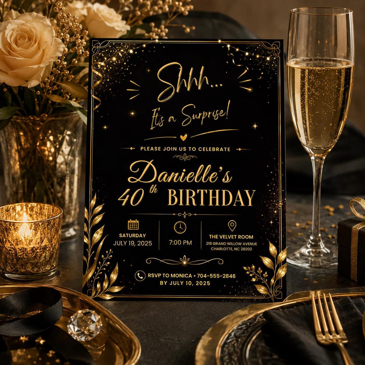 Editable Surprise 30th Birthday Invitation Canva Template, Adult Cute Fun DIY Sweet Chic Kids Teen Party Invite, Printable Digital Download.