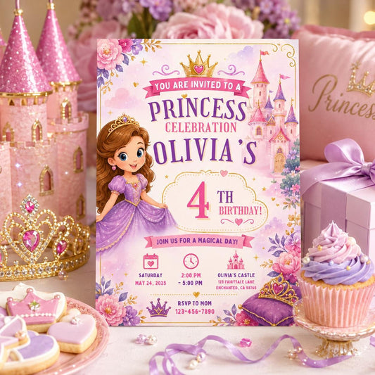 Editable Mermaid Birthday Invitation Canva Template, Pink Blue Purple Neon Girls Kids Cute Fun DIY Party Invite, Printable Digital Download.