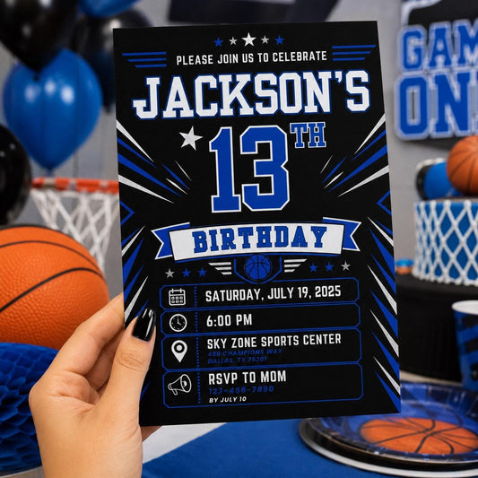 Editable Neon Glow Birthday Invitation Canva Template, Boys Neon Cute Fun DIY Sweet Chic Kids Teen Party Invite, Printable Digital Download.
