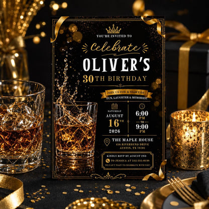 Editable Neon Glow Birthday Invitation Canva Template, Gold Black Boys Neon Cute Fun DIY Chic Kids Party Invite, Printable Digital Download.