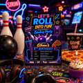 Editable Neon Glow Birthday Invitation Canva Template, Boys Teens Neon Cute Fun DIY Chic Kids Teen Party Invite, Printable Digital Download.