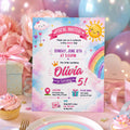 Editable Rainbow Birthday Invitation Canva Template, Girls Cute Fun DIY Sweet Chic Kids Teen Tween Party Invite, Printable Digital Download.