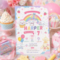 Editable Cute Kitty Birthday Invitation Canva Template, Kids Kitty Cute Modern Fun Themed DIY Chic Party Invite, Printable Digital Download.