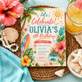 Editable Tropical Birthday Invitation Canva Template, Summer Cute Modern Fun Themed DIY Sweet Chic Party Invite, Printable Digital Download.