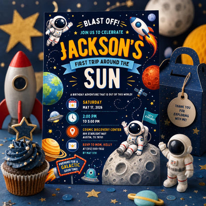 Editable Space Galaxy Birthday Invitation Canva Template, Space Cute Modern Fun DIY Chic Kids Teen Party Invite, Printable Digital Download.