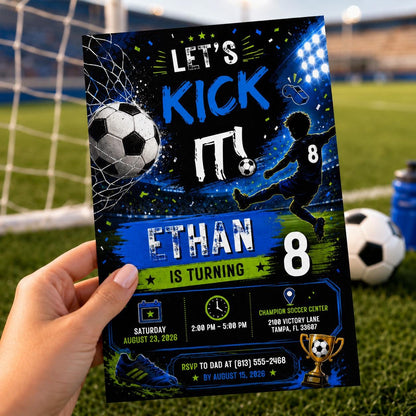 Editable Football Birthday Invitation Canva Template, Boys Kids Cute Fun DIY Sweet Chic Teen Tween Party Invite, Printable Digital Download.