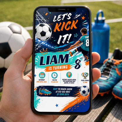 Editable Football Birthday Invitation Canva Template, Boys Kids Sport Cute Fun DIY Sweet Chic Teen Party Invite, Printable Digital Download.