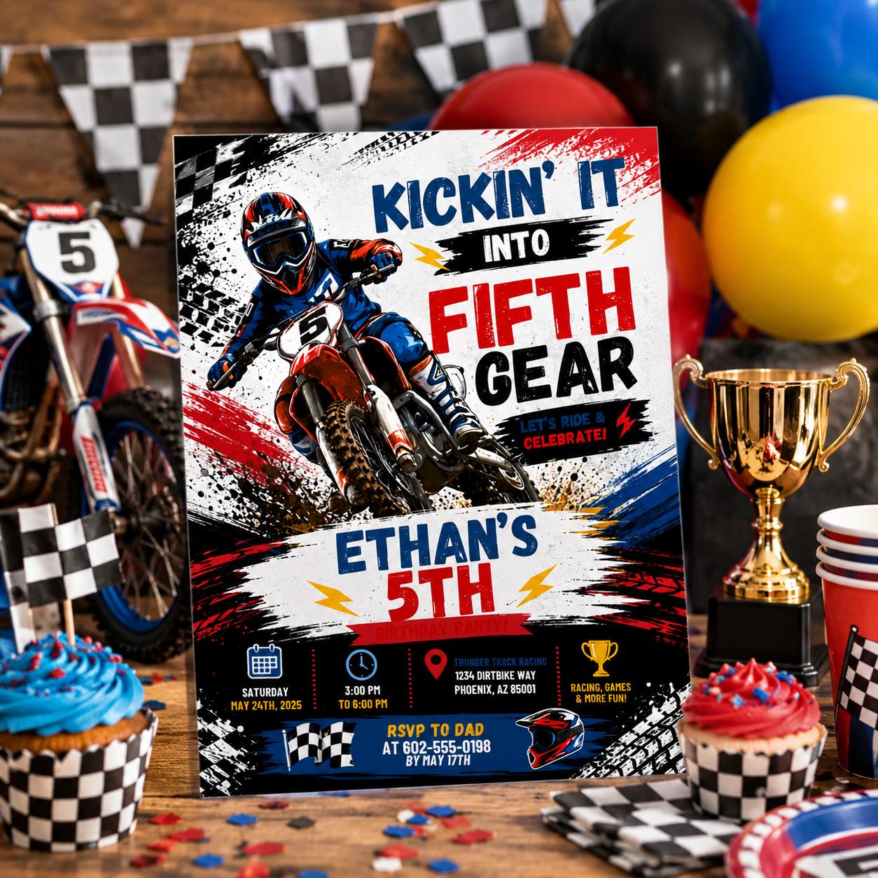 Editable Race Car Birthday Invitation Canva Template, Boho Boys Kids Racing Cute Fun DIY Chic Teen Party Invite, Printable Digital Download.