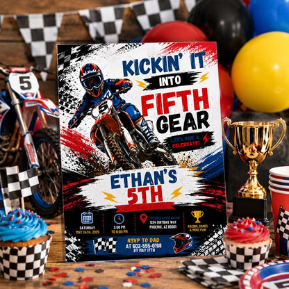 Editable Race Car Birthday Invitation Canva Template, Boho Boys Kids Racing Cute Fun DIY Chic Teen Party Invite, Printable Digital Download.