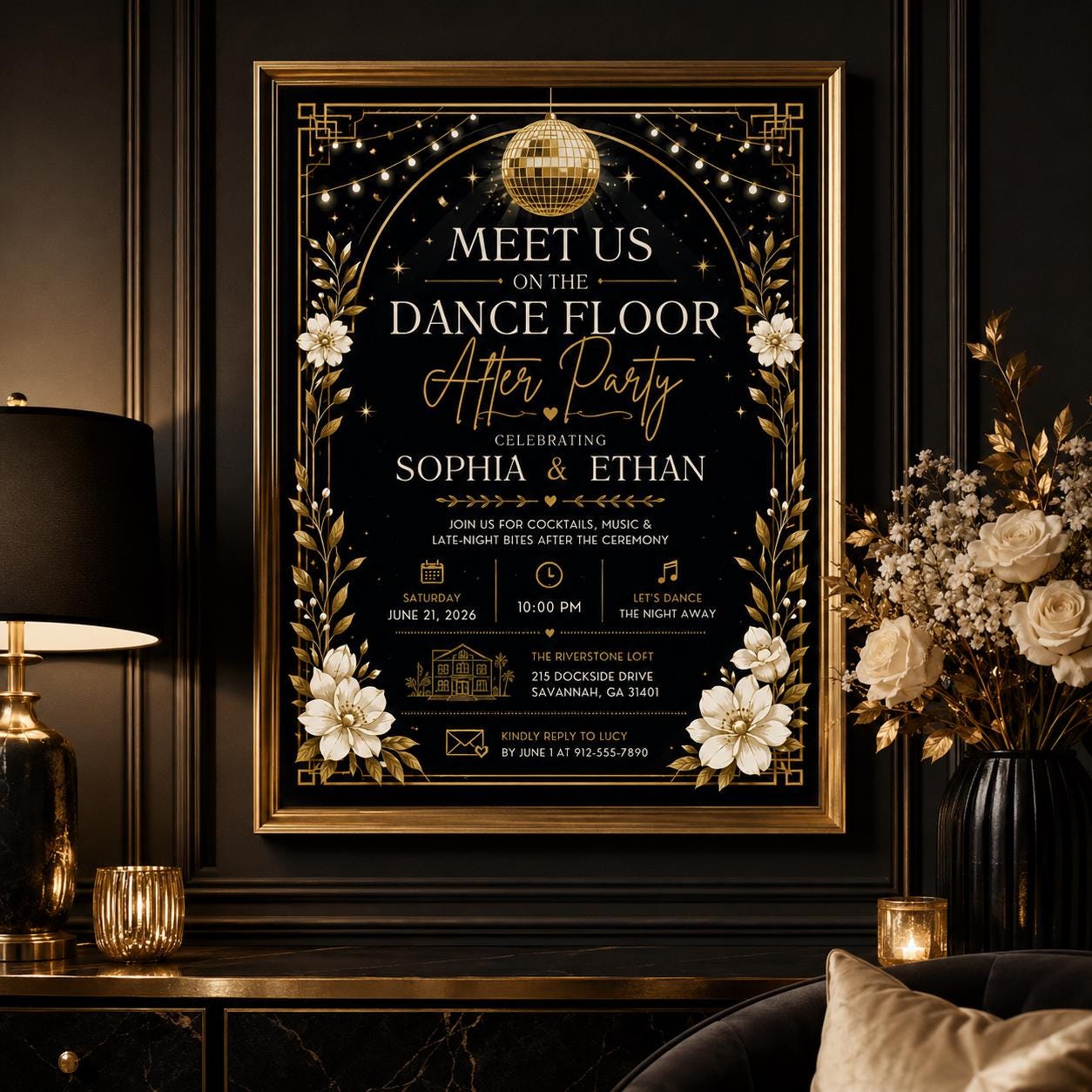 Editable Elegant After Party Invitation Canva Template, Luxury Adult Cute Modern Fun Themed Custom DIY Chic Kids Printable Digital Download.