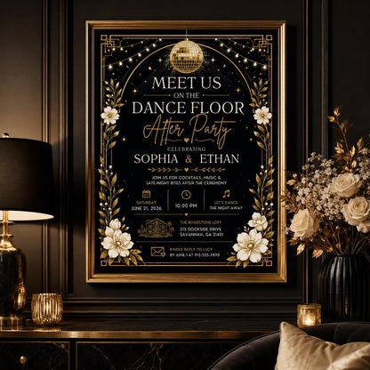 Editable Elegant After Party Invitation Canva Template, Luxury Adult Cute Modern Fun Themed Custom DIY Chic Kids Printable Digital Download.