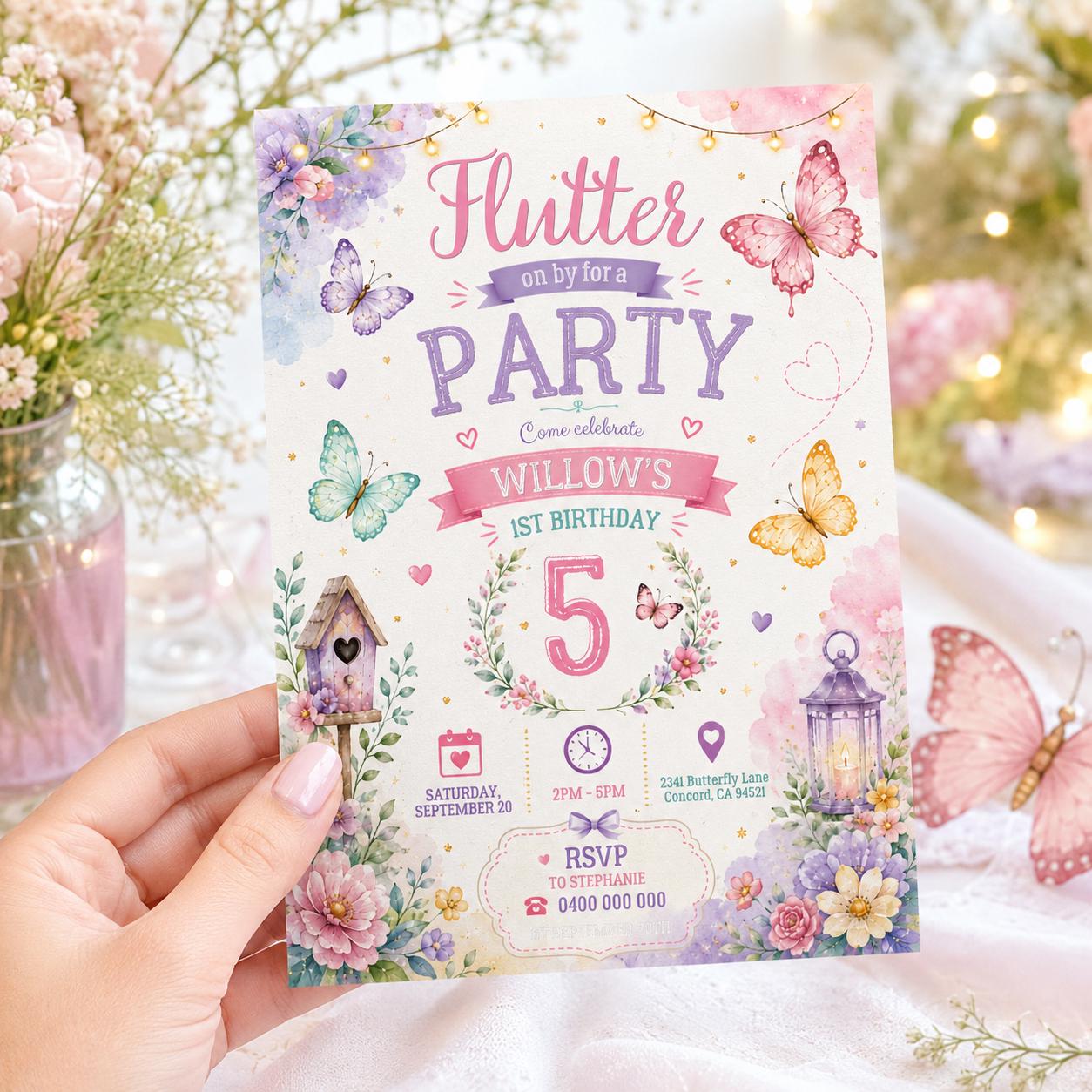 Editable Rainbow Birthday Invitation Canva Template, Kids Cute Fun DIY Sweet Chic Teen Tween Adult Party Invite, Printable Digital Download.