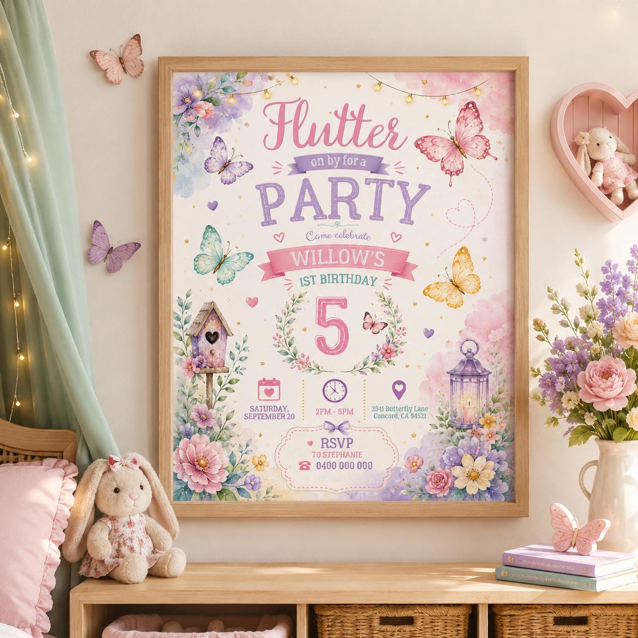 Editable Rainbow Birthday Invitation Canva Template, Kids Cute Fun DIY Sweet Chic Teen Tween Adult Party Invite, Printable Digital Download.