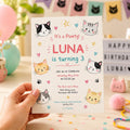 Editable Cute Kitty Birthday Invitation Canva Template, Kitty Cute Modern Fun Themed DIY Chic Kids Party Invite, Printable Digital Download.
