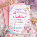 Editable Princess Birthday Invitation Canva Template, Pastel Girls Cute Modern Fun Themed DIY Chic Party Invite, Printable Digital Download.