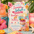Editable Coastal Birthday Invitation Canva Template, Blue Girls Teens Beach Cute Fun DIY Chic Kids Party Invite, Printable Digital Download.