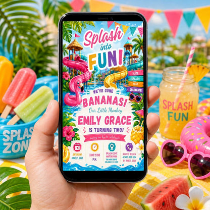 Editable Pool Birthday Invitation Canva Template, Pool Cute Modern Fun Themed Custom DIY Chic Kids Party Invite, Printable Digital Download.