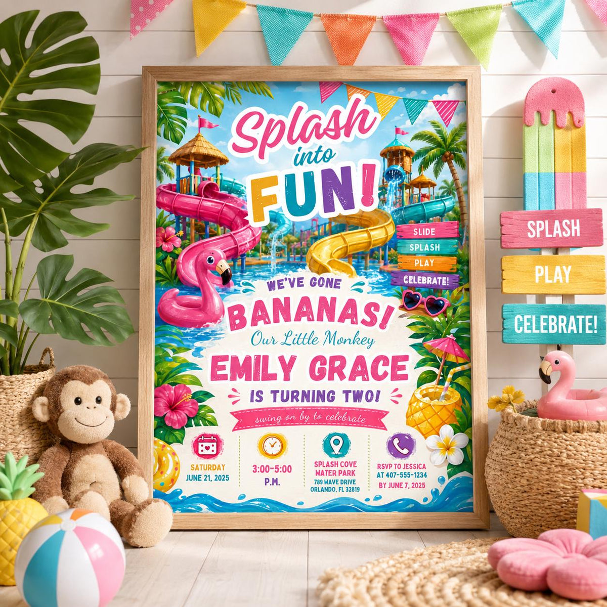 Editable Pool Birthday Invitation Canva Template, Pool Cute Modern Fun Themed Custom DIY Chic Kids Party Invite, Printable Digital Download.
