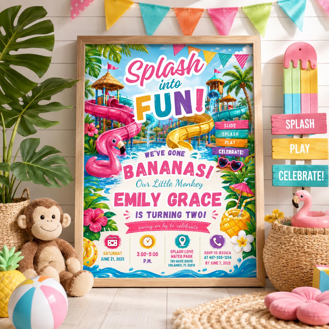 Editable Pool Birthday Invitation Canva Template, Pool Cute Modern Fun Themed Custom DIY Chic Kids Party Invite, Printable Digital Download.