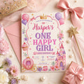 Editable Princess Birthday Invitation Canva Template, Pink Girls Kids Cute Fun DIY Sweet Chic Teen Party Invite, Printable Digital Download.