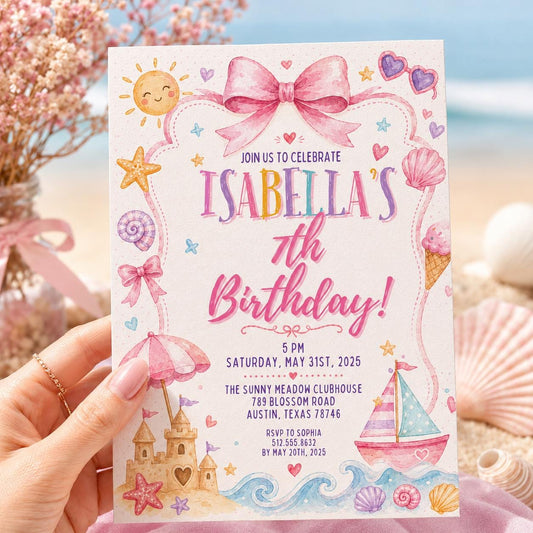 Editable Pool Birthday Invitation Canva Template, Kids Pool Cute Modern Fun Themed Custom DIY Chic Party Invite, Printable Digital Download.