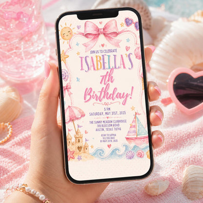 Editable Pool Birthday Invitation Canva Template, Kids Pool Cute Modern Fun Themed Custom DIY Chic Party Invite, Printable Digital Download.