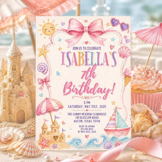 Editable Pool Birthday Invitation Canva Template, Kids Pool Cute Modern Fun Themed Custom DIY Chic Party Invite, Printable Digital Download.