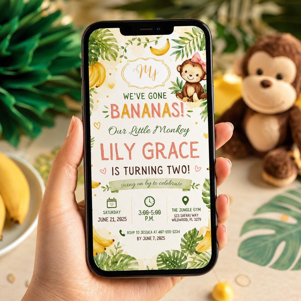 Editable Jungle Safari Birthday Invitation Canva Template, Cute Kids Fun DIY Sweet Chic Teen Tween Party Invite, Printable Digital Download.