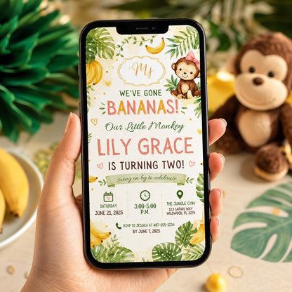 Editable Jungle Safari Birthday Invitation Canva Template, Cute Kids Fun DIY Sweet Chic Teen Tween Party Invite, Printable Digital Download.
