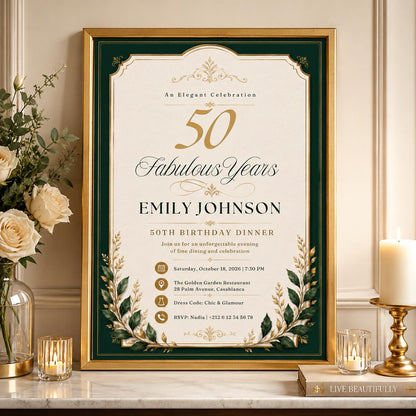 Editable Elegant Birthday Invitation Canva Template, Gold Black Boys Adult Cute Fun DIY Sweet Chic Party Invite, Printable Digital Download.